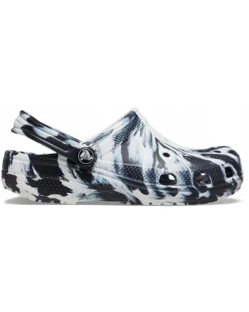 Saboti slingback,  Sintetic, Model Marbled, Negru/Alb