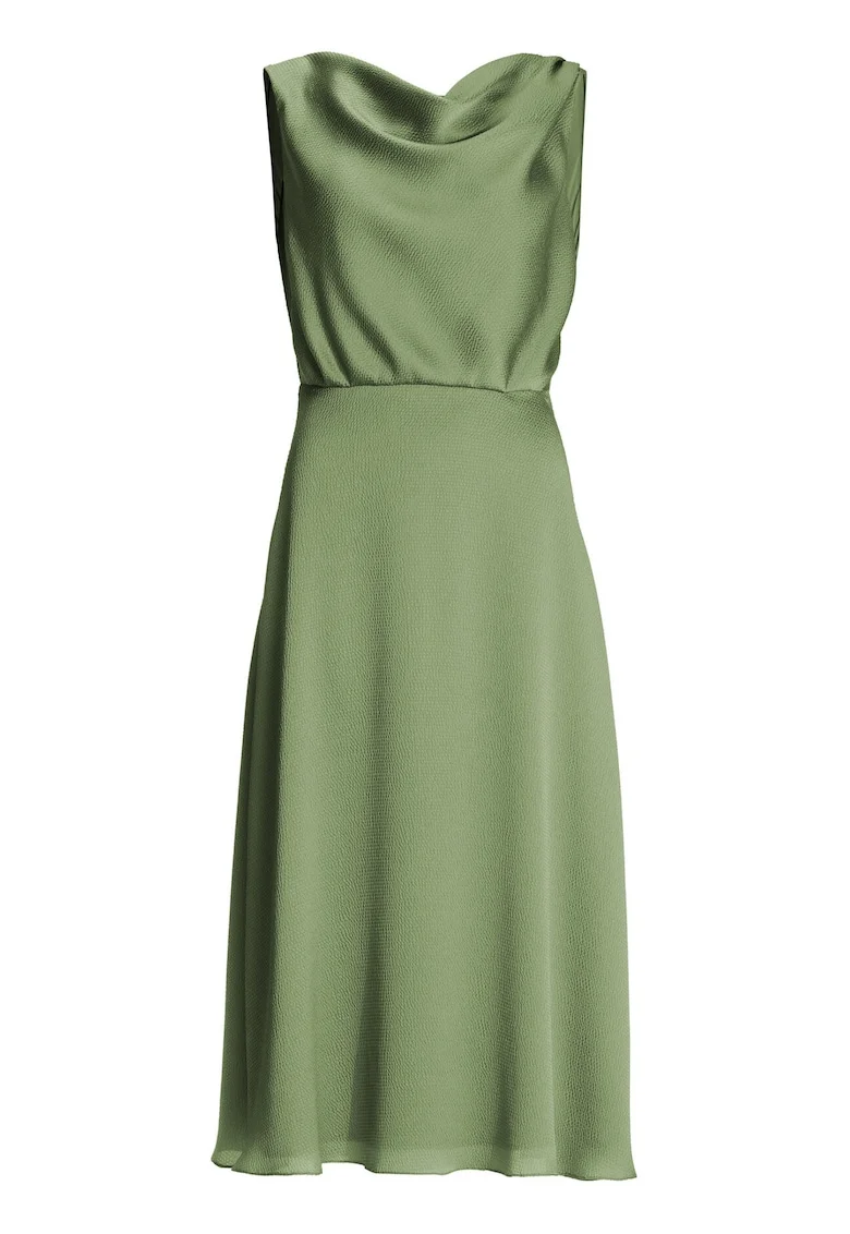 Rochie cocktail  lejera, verde, poliester