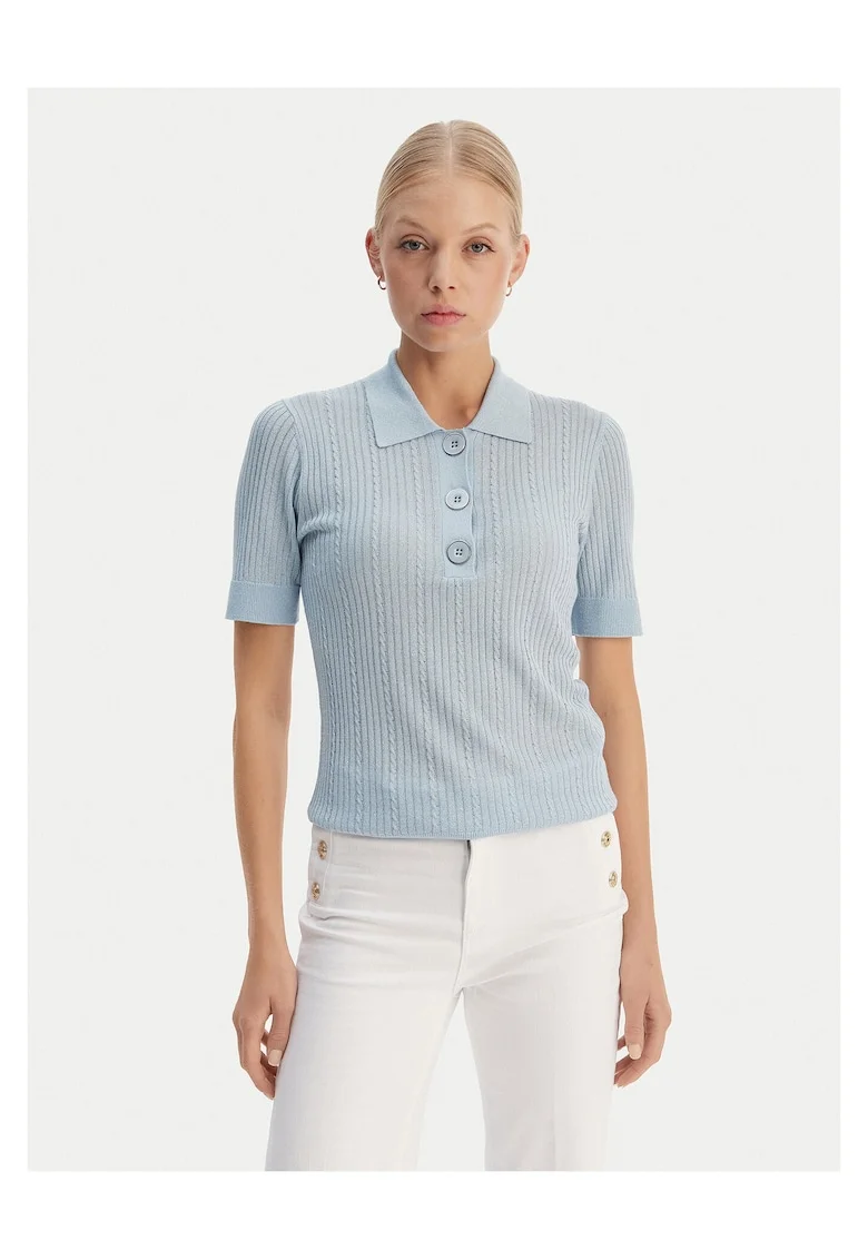 Tricou dama,  slim fit, albastru deschis, 70% viscoza