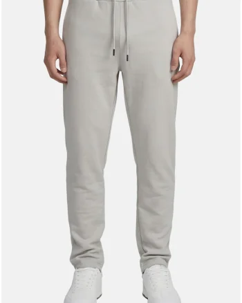 Pantaloni de trening cu talie medie si snur, Gri deschis