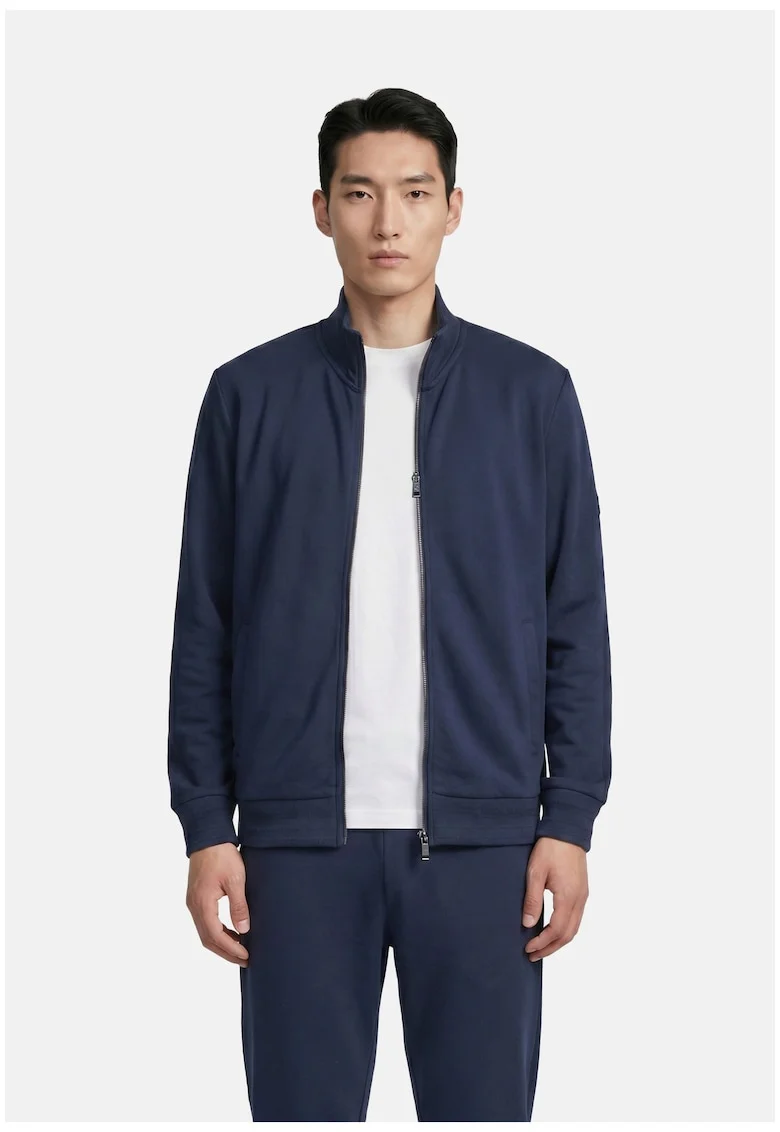 Bluza de trening cu buzunare laterale si fermoar, Bleumarin