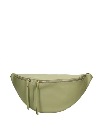 Geanta din piele cu bareta ajustabila de umar Caelia Plus, Verde deschis