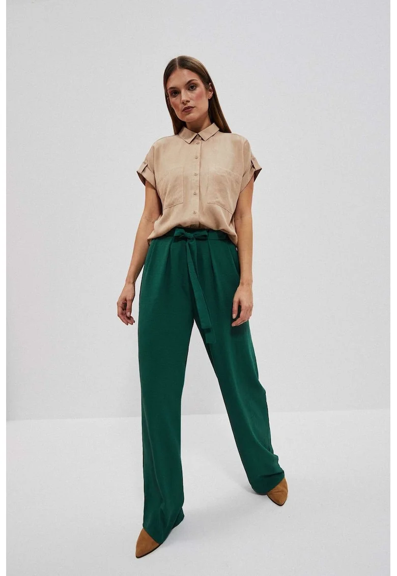 Pantaloni cu picioare late malachit