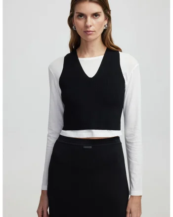 Bluza uni cu decolteu rotund, Alb optic
