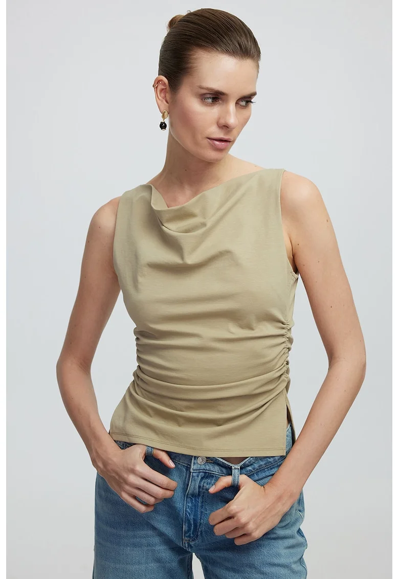Top slim fit, Bej nisip