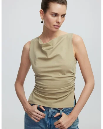 Top slim fit, Bej nisip