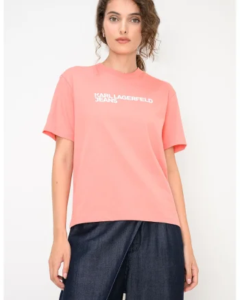Tricou regular fit din bumbac organic, Roz somon