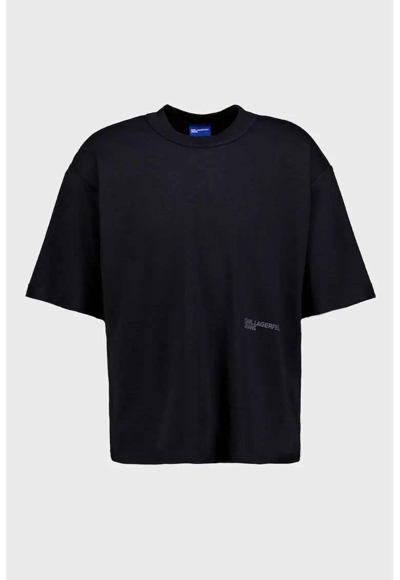 Tricou supradimensionat cu maneci cazute, Negru