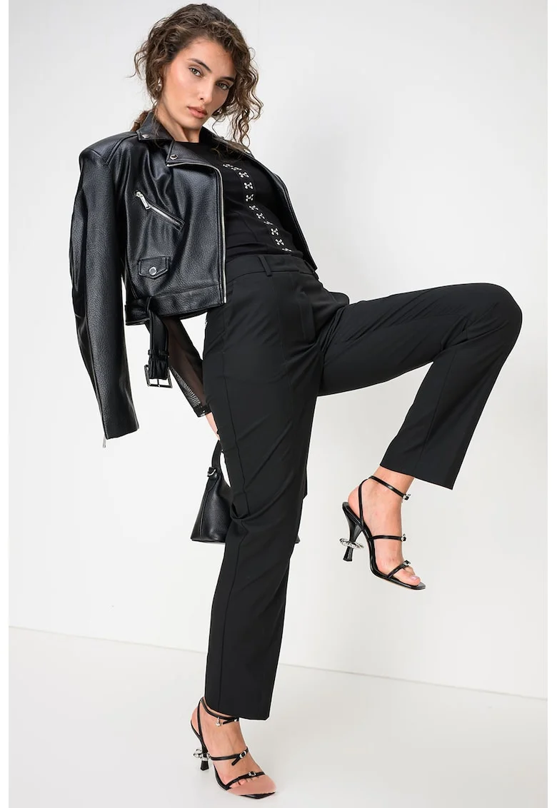 Bluza slim fit cu model 2-in-1, Negru