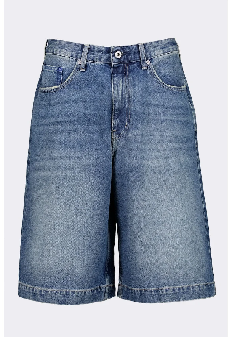 Blugi-bermude cu croiala baggy, Albastru