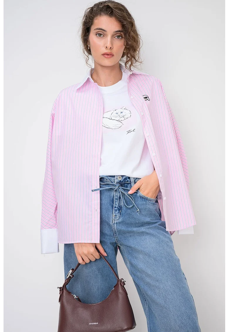 Tricou din bumbac cu imprimeu pisica, Alb