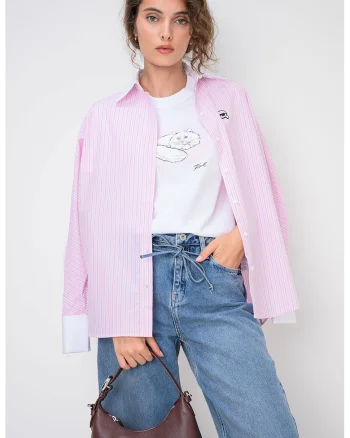 Tricou din bumbac cu imprimeu pisica, Alb