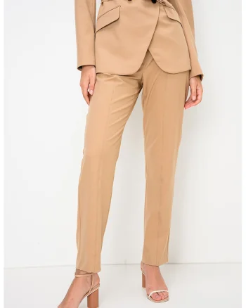 Pantaloni evazati cu talie medie, Bej inchis