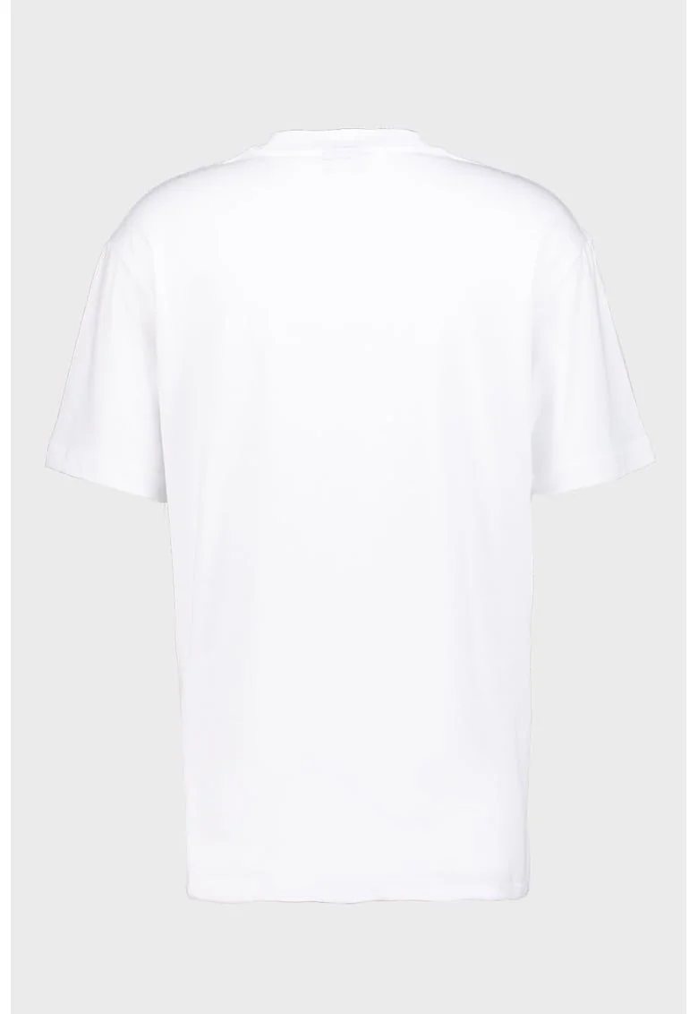 Tricou din bumbac organic cu imprimeu logo si foto, Negru/Alb optic