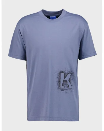 Tricou regular fit din amestec de bumbac cu imprimeu logo, Albastru prafuit