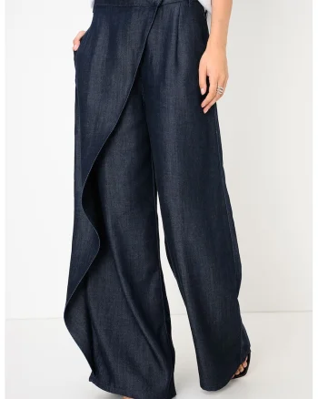 Pantaloni cu croiala ampla, Bleumarin