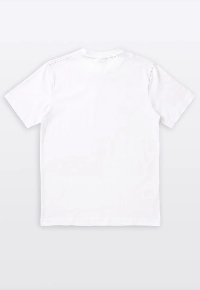 Tricou lejer din bumbac cu decolteu la baza gatului, Alb