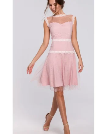 Rochie mini de dama Anglinet K030 roz pudra, Roz