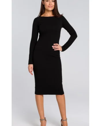 Stil Rochie midi de dama Essylte S152 negru, Negru