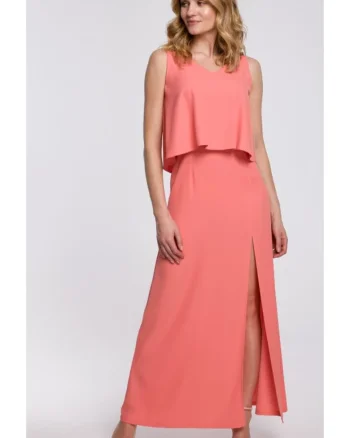 Rochie maxi de dama Siver K048 portocalie, Portocaliu