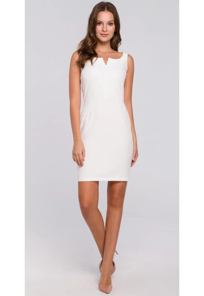 Rochie mini de dama Isord K022 ecru, Alb