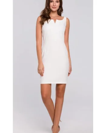 Rochie mini de dama Isord K022 ecru, Alb