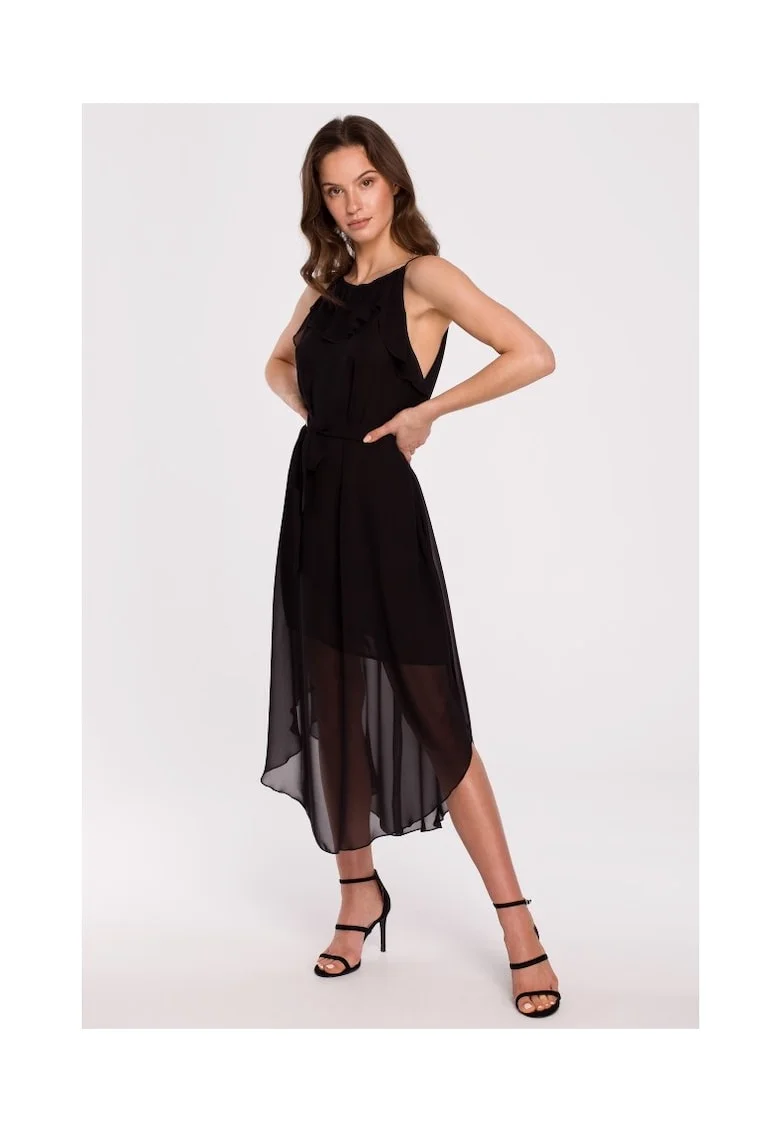 Rochie midi de dama  Flone K137 negru, Negru