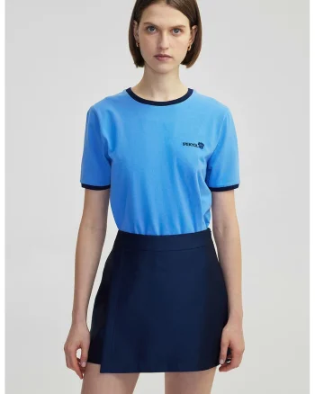Tricou regular fit cu decolteu la baza gatului, Albastru cobalt