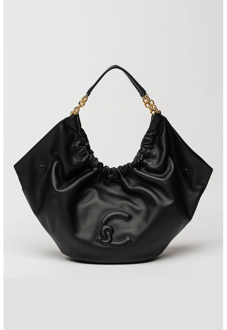 Geanta hobo de piele, Negru
