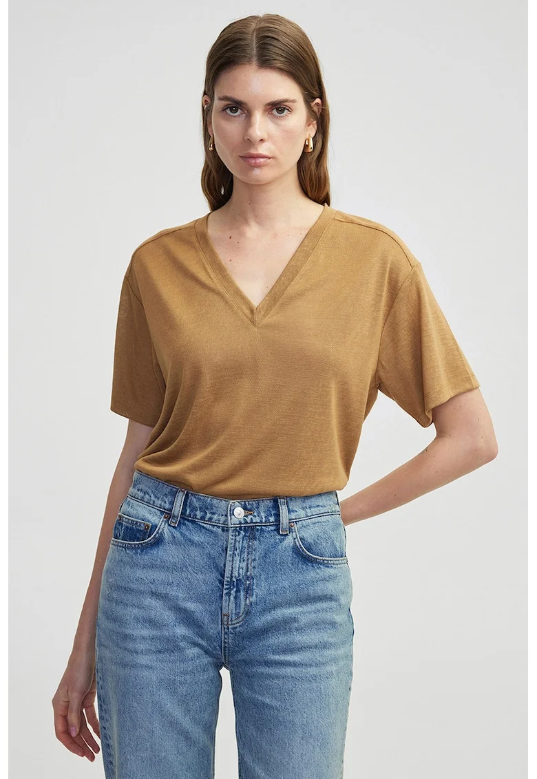 Tricou lejer cu decolteu in V, Maro Siena