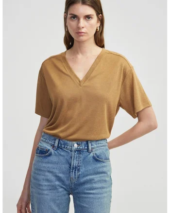 Tricou lejer cu decolteu in V, Maro Siena