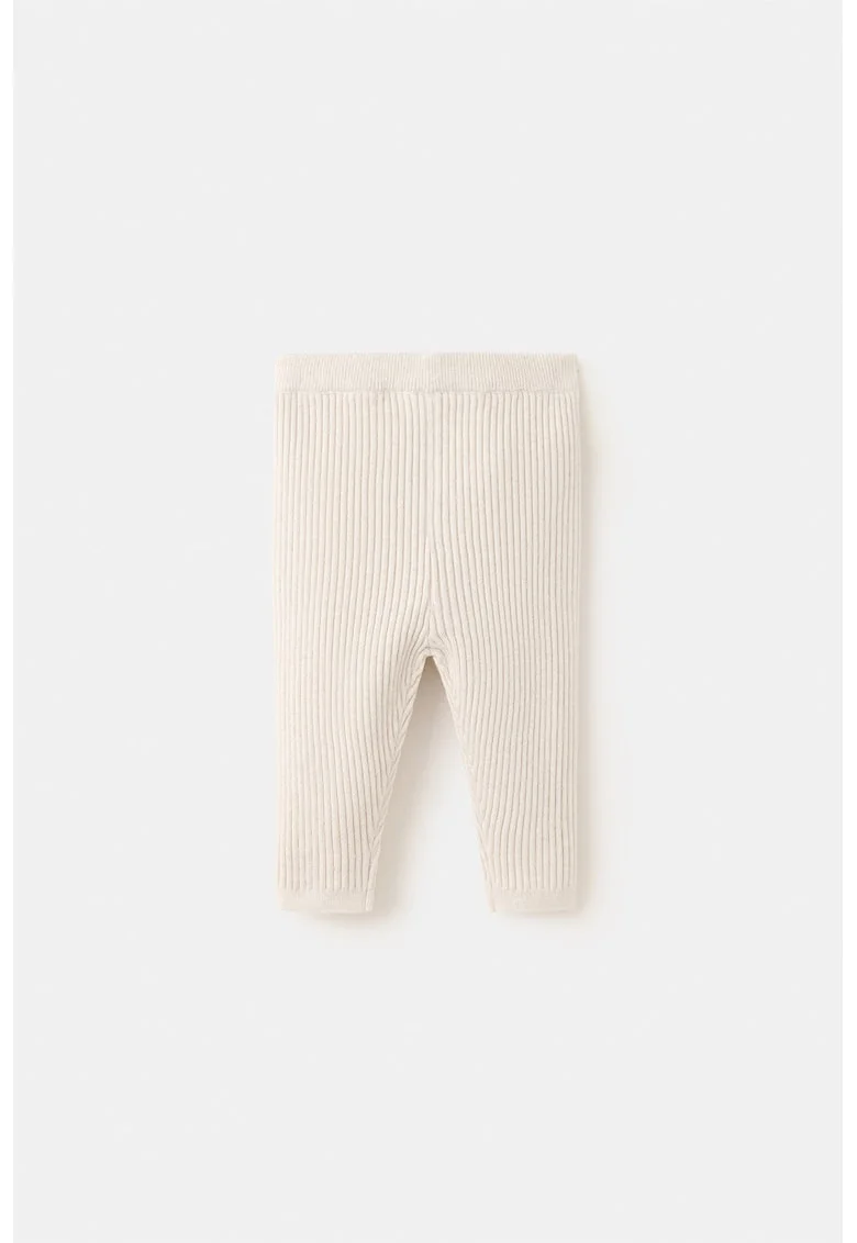 Pantaloni tricotati din amestec de bumbac, Bej deschis