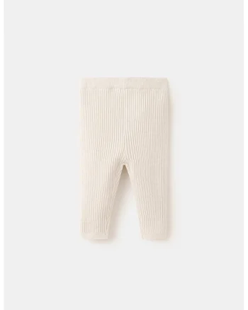 Pantaloni tricotati din amestec de bumbac, Bej deschis