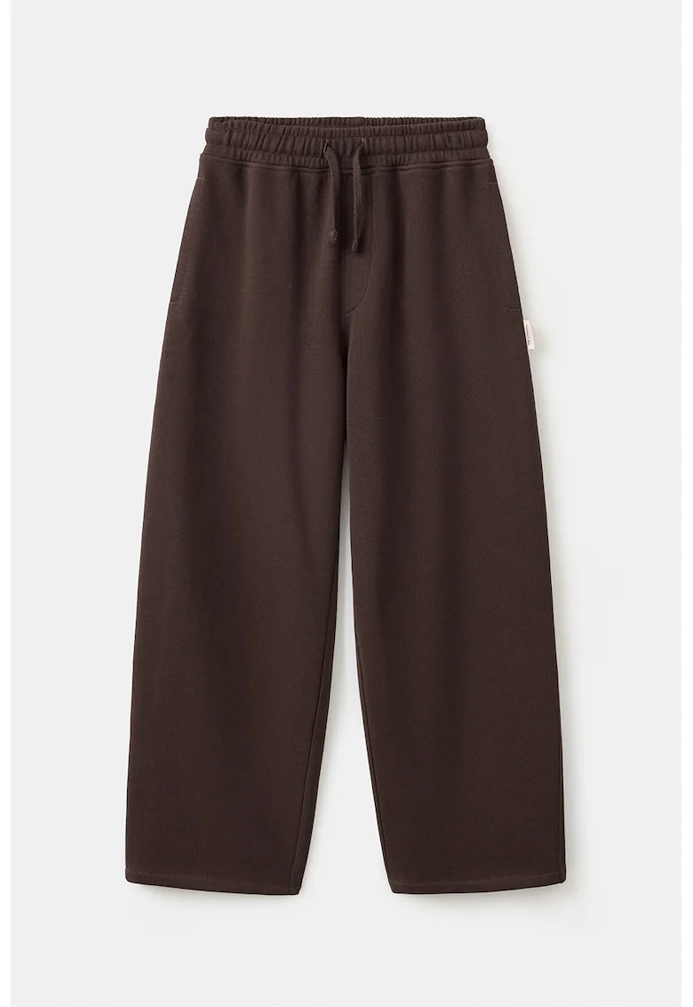 Pantaloni cu croiala ampla si snur, Maro inchis