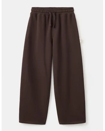 Pantaloni cu croiala ampla si snur, Maro inchis