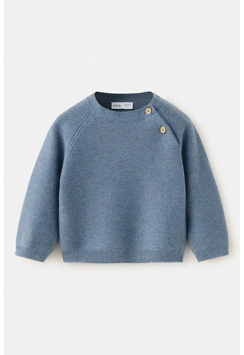 Pulover tricotat cu maneci raglan, Albastru stins