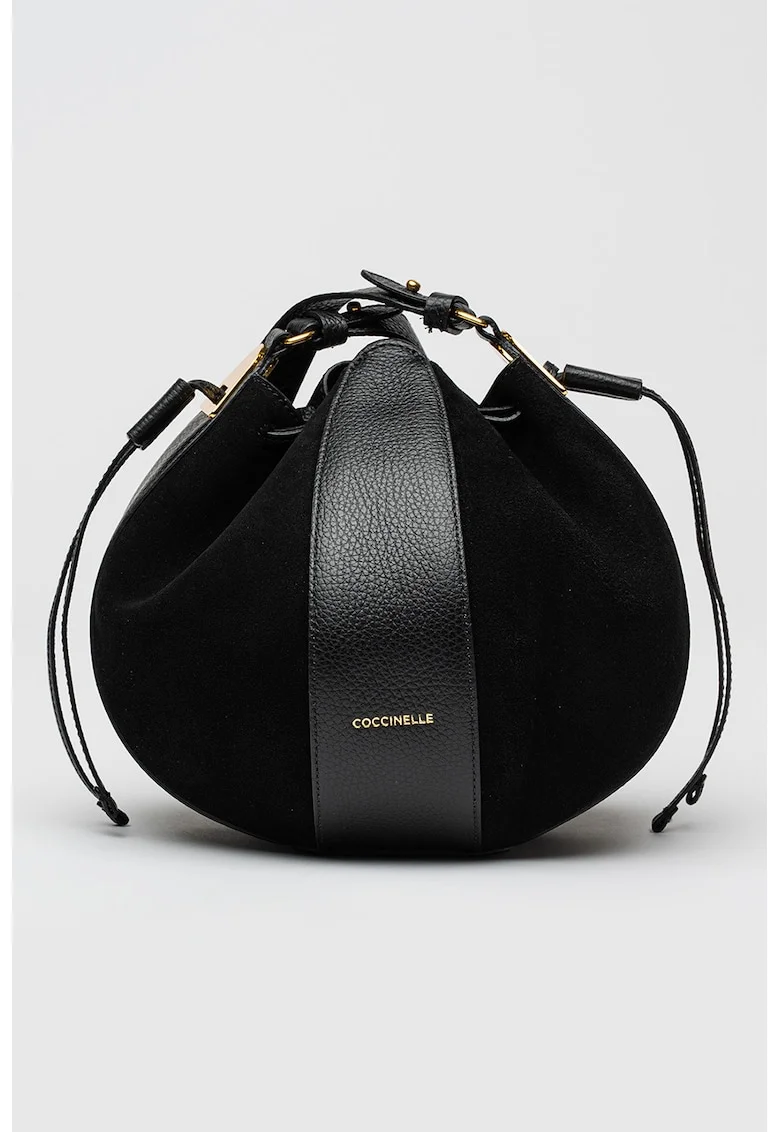 Geanta bucket de piele si piele intoarsa cu etui detasabil, Negru
