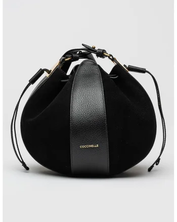 Geanta bucket de piele si piele intoarsa cu etui detasabil, Negru