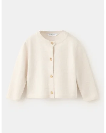 Cardigan din amestec de bumbac cu nasturi, Bej