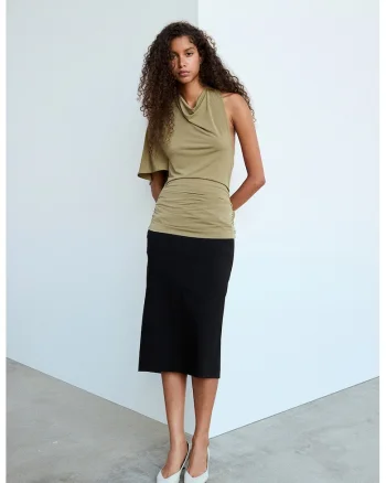 Bluza drapata cu decolteu drapat, Verde deschis