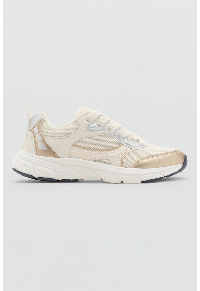 Pantofi sport cu insertii de plasa, Bej sampanie