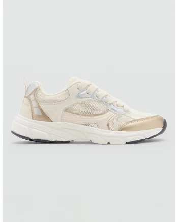 Pantofi sport cu insertii de plasa, Bej sampanie