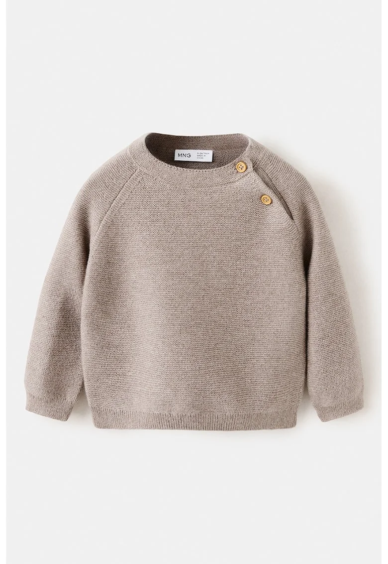 Pulover tricotat cu maneci raglan, Bej inchis