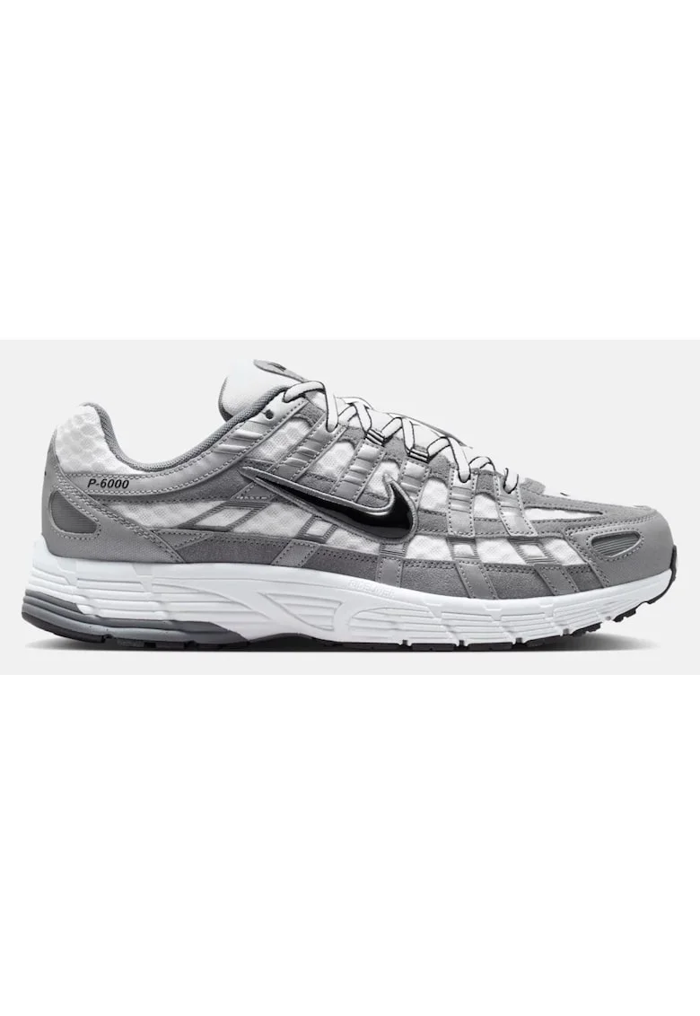 Pantofi sport cu insertii de piele intoarsa P-6000, Alb/Gri
