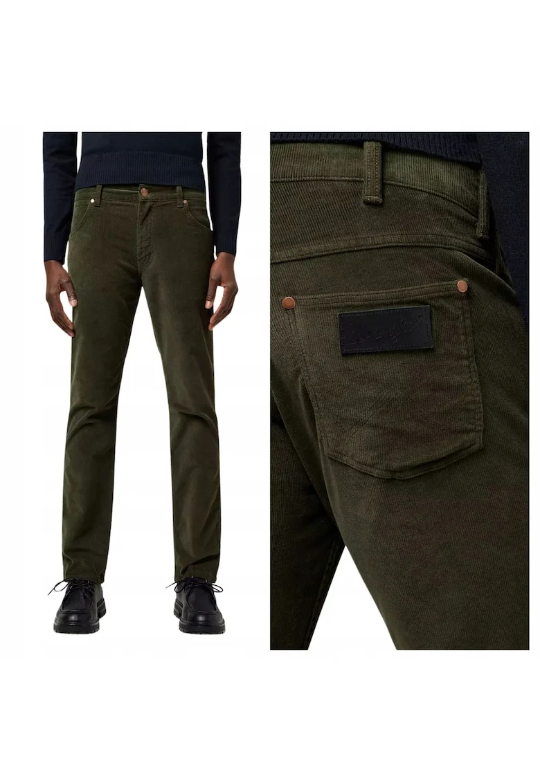 Pantaloni Din Corduroy,  Greensboro, Marime 32/34, Culoare Verde, Croi Straight Fit, Stil Drept, Regulamentar, Numar De Buzunare 5, Verde