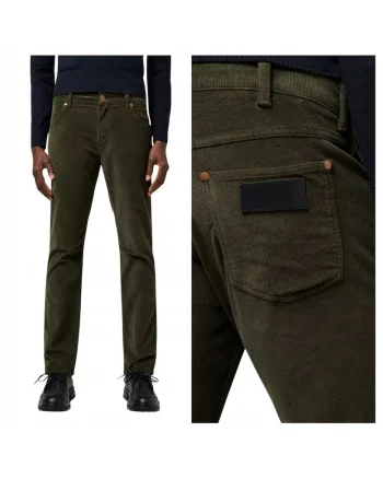 Pantaloni Din Corduroy,  Greensboro, Marime 32/34, Culoare Verde, Croi Straight Fit, Stil Drept, Regulamentar, Numar De Buzunare 5, Verde