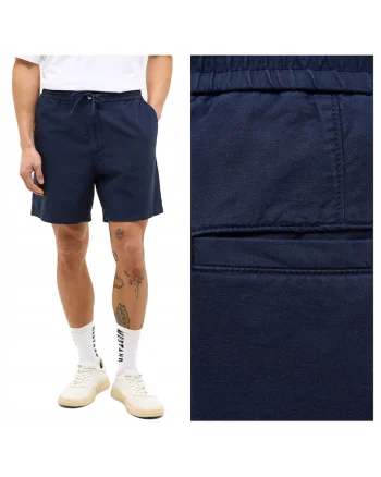 Pantaloni Barbati Scurti,  Linen Jogger Shorts, Albastru, Bumbac, Design Clasic Casual, Ideal Pentru Uz Zilnic, Material Premium Confortabil, 5 Buzunare, Lungime Scurta, Albastru
