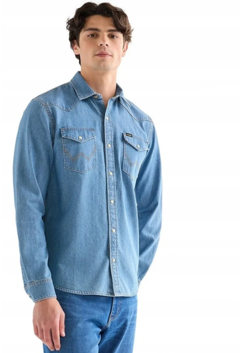 Camasa  Camasa Western, Croi Regular Fit, Stil Drept, Regulamentar, Inchidere Capse, Albastru, Albastru