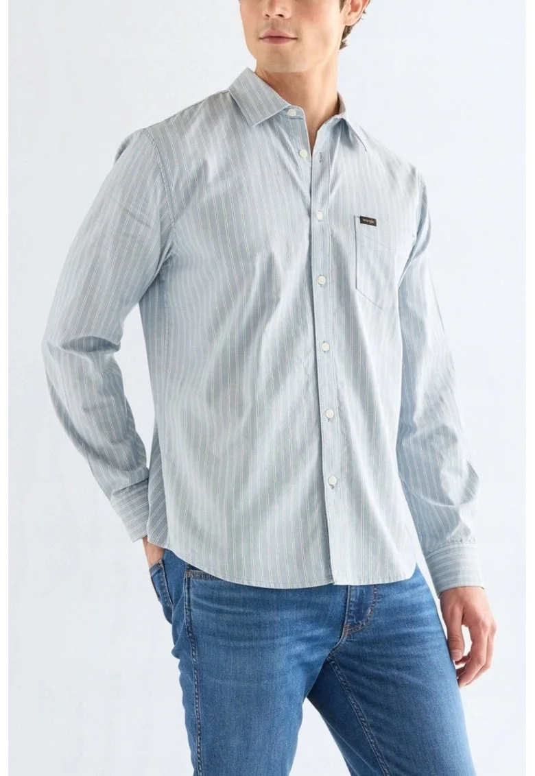 Camasa Barbati,  Camasa 1 Compozitie Material 100% Bumbac, Croi Regular Fit, Inchidere Nasturi, 1, Albastru, Albastru