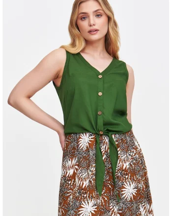 Top With Knot Design, Verde feriga